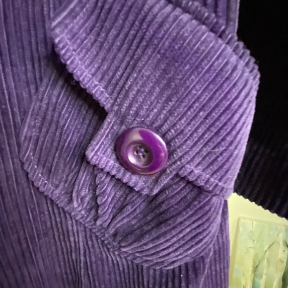 bread n butter Purple Corduroy Faux Fur Trim Mid Length Coat. Sz S - Picture 8 of 16